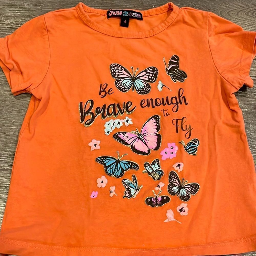 Orange butterfly tee